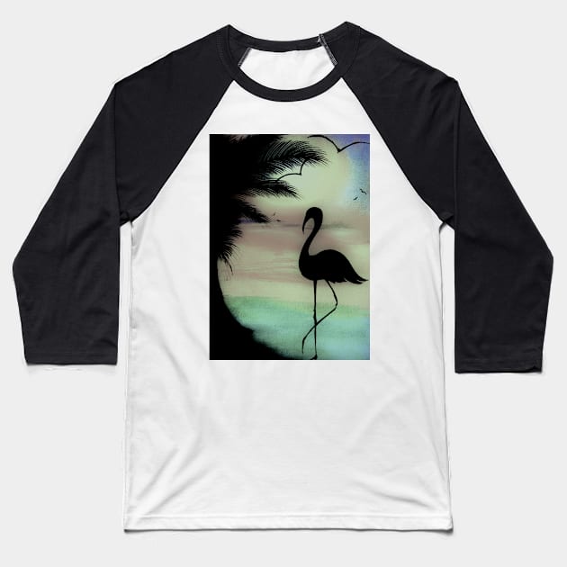 tropical sunset silhouette flamingo Baseball T-Shirt by jacquline8689